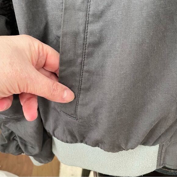 Urban Outfitters Mens Flight Bomber Jacket Knit Trim Shale Grey L - Picture 6 of 8